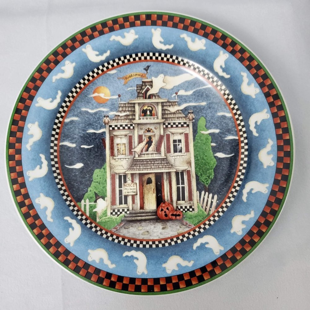 Vintage Sakura Debbie Mumm Haunted House Dessert/Salad Plates Set of 4 2000 - Picture 5 of 8